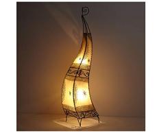 Orientalische Hennalampe marokkanische Stehlampe Ibis H120 cm Natur | Kunsthandwerk aus Marrakesch | Handbemalte Lederlampe handgefertigte Hennaleuchte aus echtem Leder | L1019