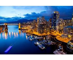 DIY1000 Stück Puzzle Geschenk Wasserlampe für Erwachsene und Kinder in der Nacht Vancouver Gebäude