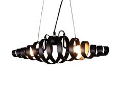 Retro Industrielle Pendelleuchte Edison Kreative Design Pendellampe Schwarz Eisen Hängeleuchte Vintage Spirale Dekorative Hängelampe Hochwertige Metall Angelschnur Kronleuchter W60*H17cm 2-Flammig