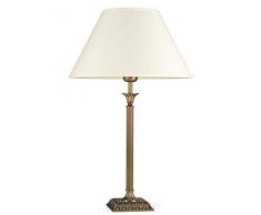 Helios Leuchten 403777/6 Vintage Lampe Leuchte | große klassische Jugendstil Tischleuchte Tischlampe | Retro Schreibtischlampe echt Messing antik | Lampenschirm pastell-gelb | 1 x E27