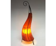 Orientalische Stehlampe Daya Orange 70cm Lederlampe Hennalampe Lampe | Marokkanische Große Stehlampen aus Metall, Lampenschirm aus Leder | Orientalische Dekoration aus Marokko, Farbe Orange