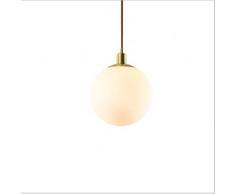 Yorten Nacht Kleiner Messinglüster Single Head Milch-weiße Glaskugel-Lampe für Villa Treppe Wohzimmer Esszimmer Schlafzimmer (Size : 20cm)