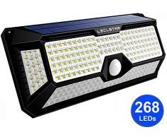 Solarlampen für Außen mit Bewegungsmelder - Neue Upgrade 268 LEDs Sloarleuchte, 4400mAh 2400LM, Wandleuchte mit 3 Modi, Solar Aussenleuchte Sensor kaltweiß, Wasserdicht