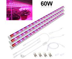 Derlights 60W 120cm Pflanzenlampe Pflanzenlicht Vollspektrum【3 Stück】 600pcs LEDs Pflanzenleuchte Grow Lampe Wachstumslampe für Pflanzen Gemüse und Blumen Gewächshaus Hydrokultur [Energieklasse A++]