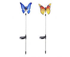 P Prettyia 2pcs Solar Stableuchten Schmetterling Gartendeko der schöne Hingucker auf ihrer Garten