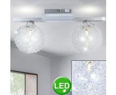 ALU Geflecht Decken Lampe Glas Kugel Strahler Wohn Zimmer Beleuchtung im Set inkl. LED Leuchtmittel