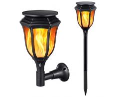 TaoTronics Solarleuchte Garten Fackeln 2 Stück Solar Gartenleuchte Solar Garten Beleuchtung Garten Licht Solarlampe mit realistischen Flammen und IP65 wasserdicht