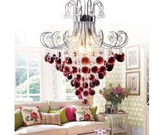 Luxus Hängelampe Kristall-Pendelleuchte E14 Moderne Runde Design Leuchte Anhänger Kristall Rote kronleuchter Innen Decke Beleuchtung Kristalllampe Hängeleuchte für Wohnzimmer Decor Lüster , Ø 60 cm
