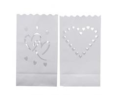 B Blesiya 20 Stücke Lichtertüten Kerzen Tüten mit Herz Dekolicht für Weihnachten Hochzeit