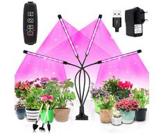 Niello® Pflanzenlampe LED,Pflanzenlicht, 40W Pflanzenleuchte, 4 Heads 80 LEDs Wachsen licht, Vollspektrum Wachstumslampe für Zimmerpflanzen mit Zeitschaltuhr, 3 Beleuchtungsmodi, 10 Helligkeitsstufen