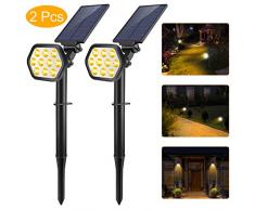 [Neueste] Solarleuchte Garten GolWof LED Solar Gartenstrahler Solarstrahler Gärten Wasserdicht IP68 Solarlampe mit 2 Helligkeit, Einstellbarer Lampenkopf Energie Sparen für Gärten Hof Rasen Garage