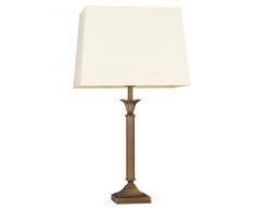 Helios Leuchten 403776/6 Vintage Lampe Leuchte | klassische Jugendstil Tischleuchte Tischlampe | Retro Schreibtischlampe echt Messing antik Altmessing | Lampenschirm Rechteck gelb | 1xE14