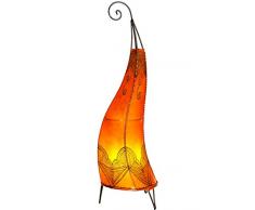 Orientalische Stehlampe Arif Orange 70cm Lederlampe Hennalampe Lampe | Marokkanische Große Stehlampen aus Metall, Lampenschirm aus Leder | Orientalische Dekoration aus Marokko Orange