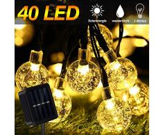 LED Solar Lichterkette Aussen, 40 LED 13Ft Warmweiß Außenleuchten Wasserdichte Kristallkugel Lichterketten Dekoration für Weihnachtsbaum, Hochzeiten und Garten Patio Yard Partys