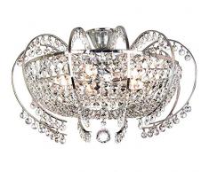 Deckenlampe Kristall Glas Kronleuchter Deckenleuchte Lüster Beleuchtung Wohnzimmer klassisch Design XL 58cm 10 Arm 5xE14 Fassungen