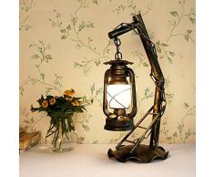 54 cm Retro Wohnzimmer Knopf Tischleuchte Schmiedeeisen Kerosene Licht E27 Nostalgische Pferde Lampe Nachtlicht 110220V AC Voltage Glass Shade-Schreibtisch-Licht