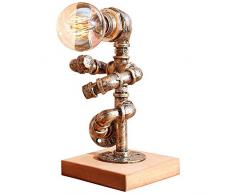 MAONB Noilyn-E27 Dekorative Tischlampe Loft Industrie Kreative Roboter Schmiedeeisen Tischleuchten Vintage Steampunk Edison Wasserpfeife Schreibtisch Licht Retro Persönlichkeit Bar Cafe Nacht Leuchten