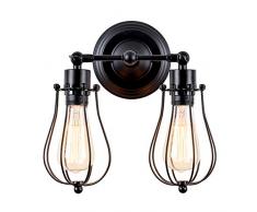 Wandlampe Retro Verstellbar Metall Wandlampe Antik Wandlampe Vintage Lampen Landhausstil für Landhaus Schlafzimmer Wohnzimmer Esstisch (Schwarz)