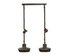 Hängelampe Pendelleuchte Lima 2-flammig Vintage Betonlook silber Seillampe Seil grau rund