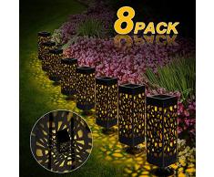 Solarleuchte Garten, 8 Stück LED Solarlampe Gartenleuchte Bahn Lichter Außenleuchte Wasserdicht IP65 Lichteffekt Dekoration Licht für Terrasse Rasen Garten Hinterhöfe Wege (Warmweiße)