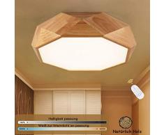 LED Deckenleuchte Nordic Modern Holz Deckenlampe Dimmbar Mit Fernbedienung Φ55cm Runde Deckenbeleuchtung Für Wohnzimmer Schlafzimmer Esszimmer Büro Kinderzimmer Leuchte Decke Licht Holzlampe 36W