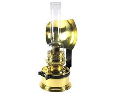 Den Haan Petroleumlampe Pantry, Messing, mit Seitenreflektor, kompakte und Variable Öllampe als Tischlampe oder Wandlampe, Leuchtdauer ca. 12 Stunden