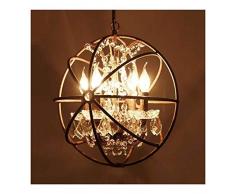 JIAHE115 Kronleuchter 4 Bauernhaus Kronleuchter Jahrgang Kronleuchter industriellen Metall-sphärischen Kristalllüster Bauernhof Amerika Retro Kronleuchter Restaurant Kronleuchter Decken Haushalts