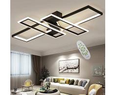 LED Deckenleuchte Modern Wohnzimmer Licht Pendelleuchte Dimmbar 94W Creative Aluminium Acryl Design Lampe Decke Fixture Beleuchtung Wohnzimmerlampe Schlafzimmer Licht Büro Deckenlampe lampen (Schwarz)