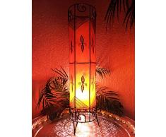 Orientalische Stehlampe Neslihan orange 80cm Lederlampe Hennalampe Lampe | Marokkanische Große Stehlampen aus Metall, Lampenschirm aus Leder | Orientalische Dekoration aus Marokko, Farbe Orange