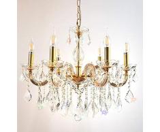 Kristall Kronleuchter Cristallo Ø60cm 6 Leuchten Arme mit Kristallglas ummantelt Gold