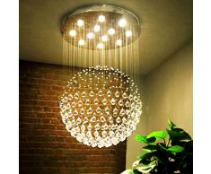 Licht Kristall-Kronleuchter, runde Led Moderne Duplex Treppen Schlafzimmer Kleidung Store Wohnzimmer K9 Crystal Ball Deckenleuchte (Farbe : Three-color light LED-50 cm)