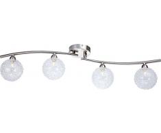 Deckenstrahler 4 flammig Deckenleuchte Schlafzimmer Lampe Kugeln Alu Geflecht (Deckenlicht, Deckenlampe, Wohnzimmer Leuchte, Flur, Strahler, 80 x 16 cm, Leuchtmittel 4 x 33 Watt, Warmweiß)