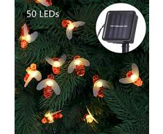 Solar Lichterkette Aussen, Tomshine Led Solar Bienen Lichterketten im 6.3 Meter 30er Warmweiß, 8 Modi Aussen Solar Lichterkette mit Lichtsensor für Garten, Hochzeit, Party, Balkon