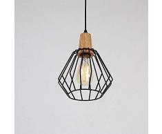Glighone Industrie Pendelleuchte Vintage Landhausstil Hängelampe Retro Hängeleuchte Modern Industrielampe Holz+Eisen Drahtkäfig Cage Deckenleuchte E27 für Wohnzimmer Esszimmer Schlafzimmer Esstisch