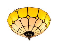 Tiffany-Lampen Schöne Deckenleuchte Im Tiffany Stil Deckenlampe Jugendstil Farbe Glas Lampenschirm E27*3 Inklusive LED Leuchtmittel, 12 Zoll Tiffany Stil Deckenleuchte Ø30cm,G