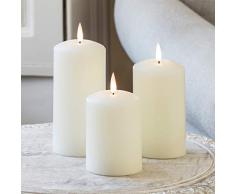 Lights4fun 3er Set TruGlow® LED Echtwachskerzen mit warmweißer LED Flamme batteriebetrieb