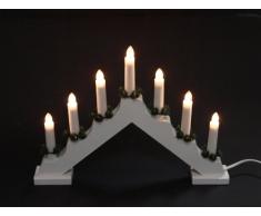 gartenmoebel-einkauf Lichterbogen aus Holz mit 7 elektrischen Kerzen mit Deko, Weiss