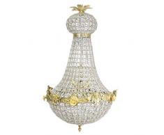 Barock Kronleuchter Gold mit Glaskristallen 50 x H 90 cm Antik Stil - Möbel Lüster Leuchter Hängeleuchte Hängelampe