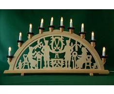 yanka-style XL Schwibbogen Lichterbogen Leuchter Bergleute traditionelles Motiv 70 cm lang 10flammig Weihnachten Advent Geschenk Dekoration (10742)