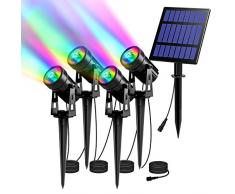 Solarleuchte Garten, T-SUN 4 Stück LED Gartenbeleuchtung Solar, Gartenstrahler Solar, Wasserdicht LED Solarlampe, Solar Außenleuchte, Gartenlampe, Wegeleuchte, Spotbeleuchtung.(Farbwechsel)