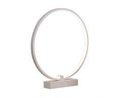 Modern Rund Tischlampe LED 16W Warmweiss Licht Schreibtischlampe Ring Designerlampe Weiß Metall Und Acryl Lampenschirm Nachtlicht Leseleuchte Jugendstil Deko Tischleuchte Nachttischlampe Φ25*H29CM