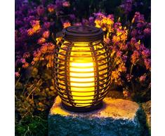 Grafner® LED Solar Laterne mit Kerze | täuschend echt | mit Flacker-Effekt | zum hängen oder stehen | Hängelaterne