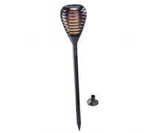 Solar Gartenfackel Athen mit echtem Flammeneffekt - großes 0,7W Solarmodul - 96 eingebaute LEDs - (D x H): 14 x 76 cm - Fackelleuchte Garten Solarfackel Beleuchtung Solarlampe IP65 esotec 102480