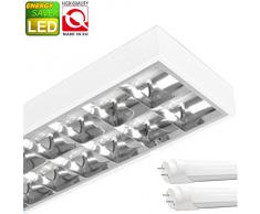 LED Rasterleuchten mit 2X T8 LED 18W warmweiß 3000K G13 Bürolampe