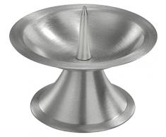 Wiedemann Messingleuchter mit Dorn vernickelt matt gebürstet, Wachs, Silber, 5 x 9 cm, 2-Einheiten