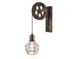 1 Leuchte Industrie Mitte Jahrhundert Retro Eisen Wandleuchten Loft Riemenscheibe Wandleuchte Eigenschaften Die Matte Eisenkäfig Lampenschirm für Innenbeleuchtung Scheune Restaurant (Rost Farbe)