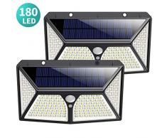 Solarleuchte für Außen,[2500mAh Neueste auf dem Markt] kilponen 180 LED Solarlampen Außen mit Bewegungsmelder Superhelle Solarlicht 270°Solar Beleuchtung Wasserdichte 3 Modi für Garten[2 Stück]