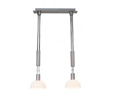 Brilliant Robinia Pendelleuchte, 2-flammig, höhenverstellbar, E14 LED, 2x 4,5 W, 340lm, 3000K, Metall Glas, eisen/chrom G74471/77
