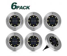 Solarleuchten Garten, Nasharia 6 Stück 8 LED Solar Bodenleuchte Solar Gartenleuchten Helles Weiss Solarlampen Wasserdichte Bodenstrahler Licht für Yard Auffahrt Rasen Pathway [Energieklasse A+++]