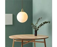 15 * 18cm, 20 * 25cm, 25 * 30cm, 30 * 35cm Nordischer minimalistischer postmoderner Messingleuchter Persönlichkeit Kreative Nachttischlampe Milchweißer Glaskugelleuchter mit einem Kopf Hängende Beleuc